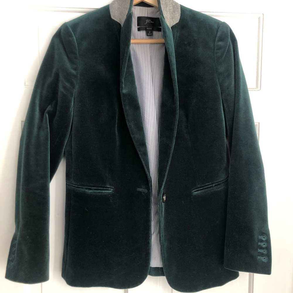 J. Crew Deep Green Velvet Blazer